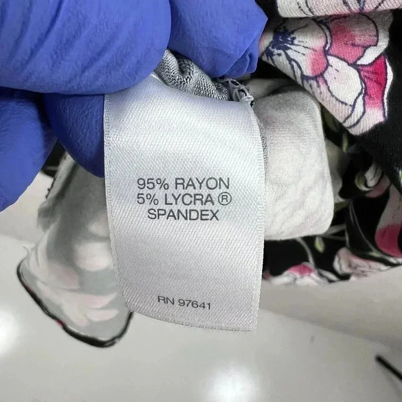 J. Jill Wearever Collection L Black Floral Print Dress 3/4 Sleeve Hiking Lagon - Picture 11 of 12